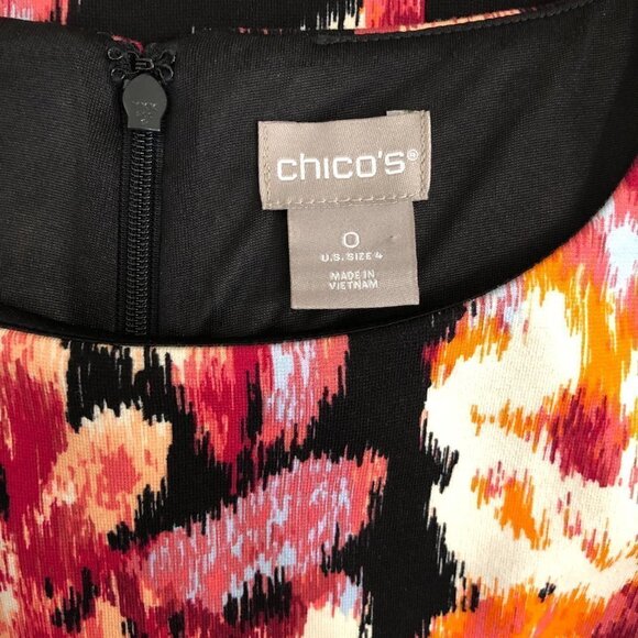 NWT - CHICO’S Size 0 - Sleeveless Shift Midi Knit Floral Dress - Standard Size 4 - Picture 3 of 10